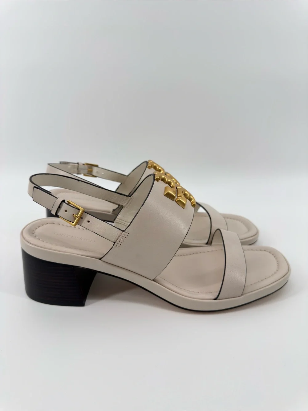 Tory Burch $348 Eleanor Heel Sandals New Ivory Cream Sz 10